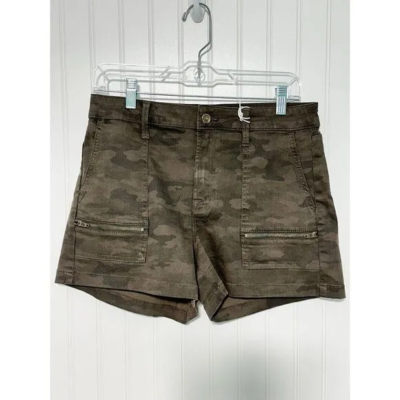 Pistola Womens Hannah Print Cargo Short Dark Camouflage Olive Green Size 29 NWT