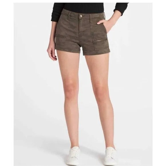 Pistola Womens Hannah Print Cargo Short Dark Camouflage Olive Green Size 29 NWT