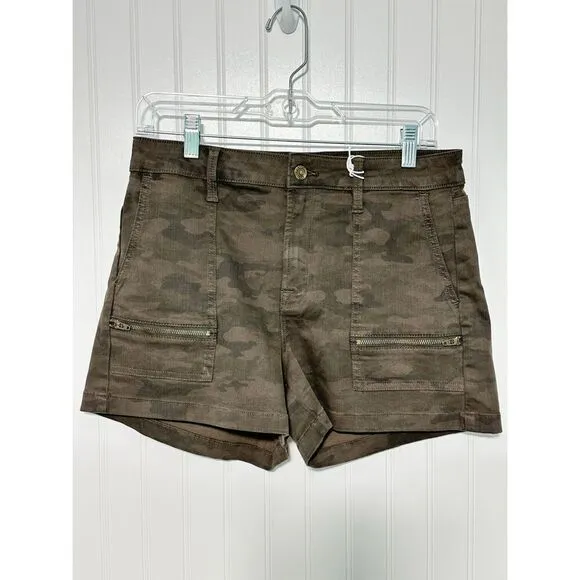 Pistola Womens Hannah Print Cargo Short Dark Camouflage Olive Green Size 29 NWT