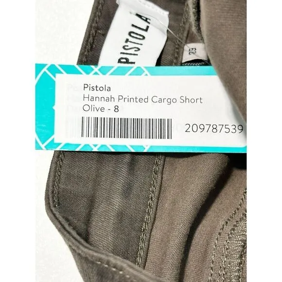 Pistola Womens Hannah Print Cargo Short Dark Camouflage Olive Green Size 29 NWT