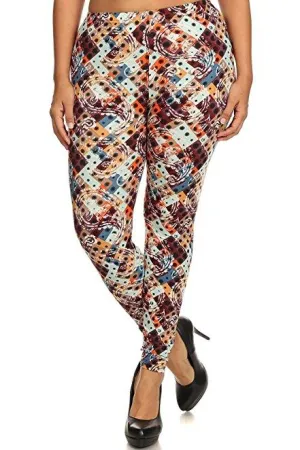 Plus Size Women Soft Pretty Paisley Print Leggings
