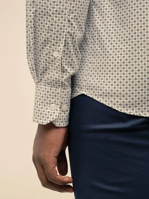 Polo Long Sleeve Geo Printed Shirt