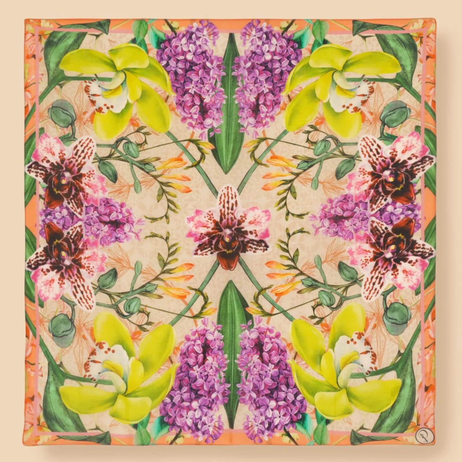 Powder Exotic Evening Small Silk Square Scarf