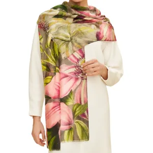 Powder Wool Wrap Scarf - Botanicals