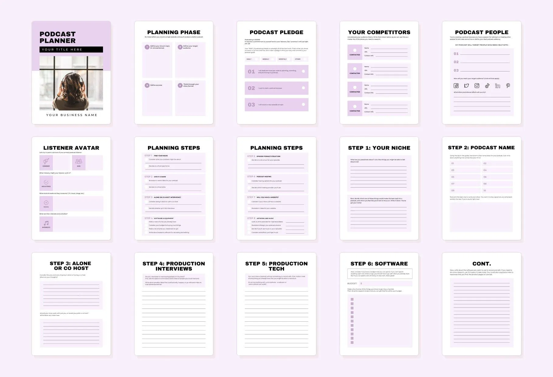 Printable and Editable Podcast Planner Canva Template