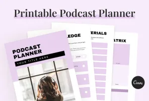 Printable and Editable Podcast Planner Canva Template