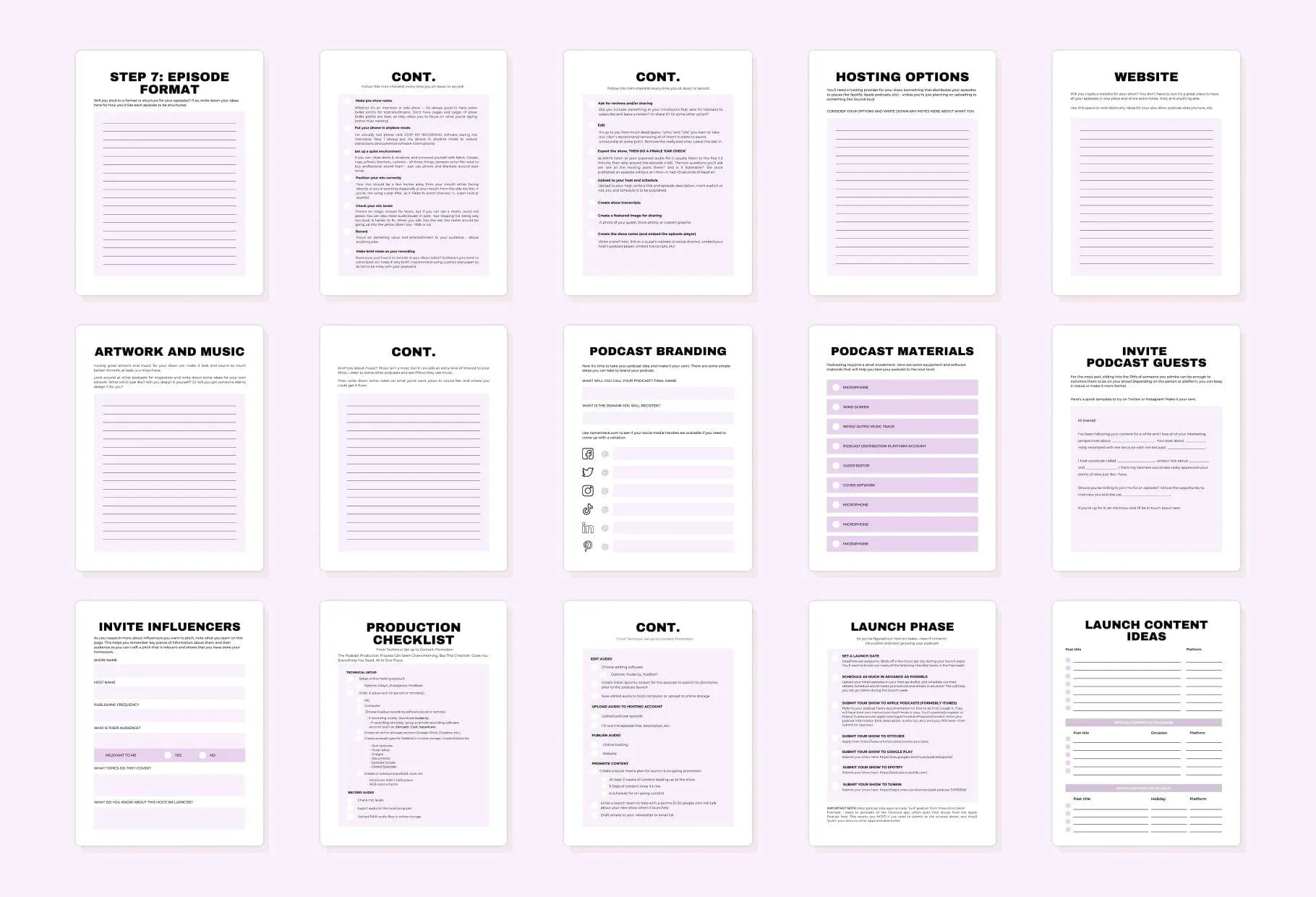 Printable and Editable Podcast Planner Canva Template