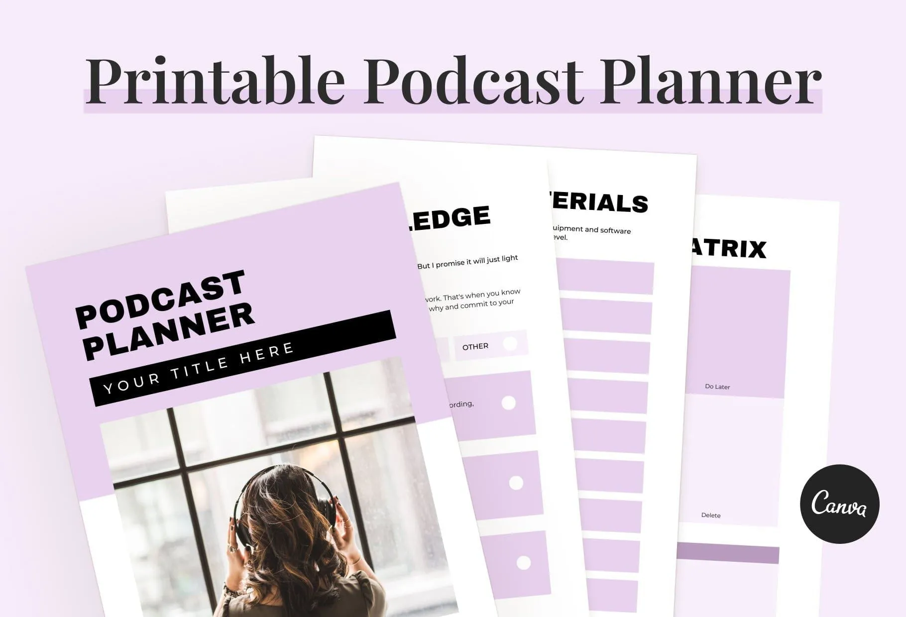 Printable and Editable Podcast Planner Canva Template