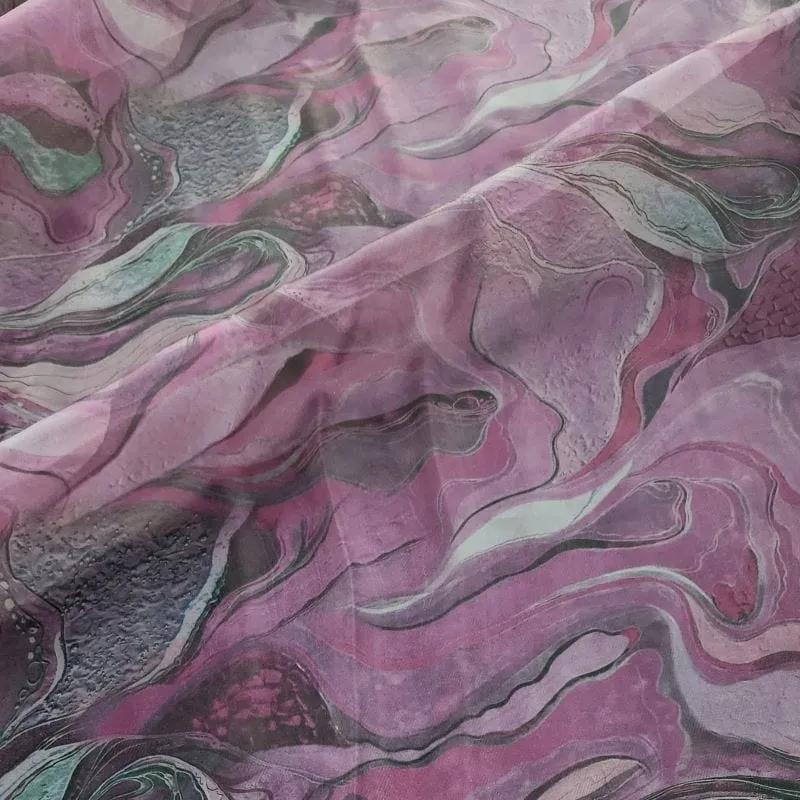 Printed Organdy Abstract Fabric Lavender 150cm