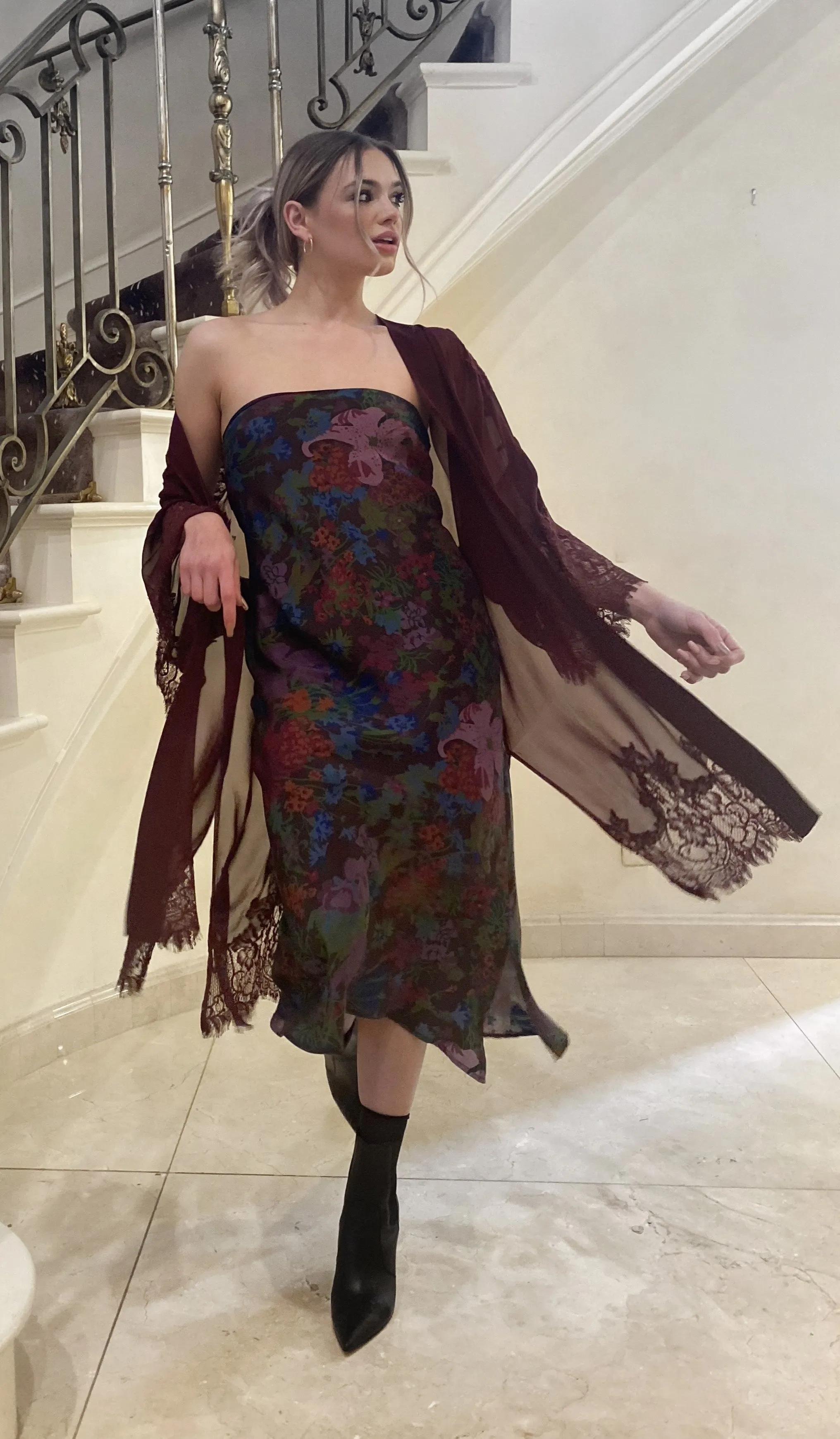 Printed Taylor Pillar Dress Black Victorian