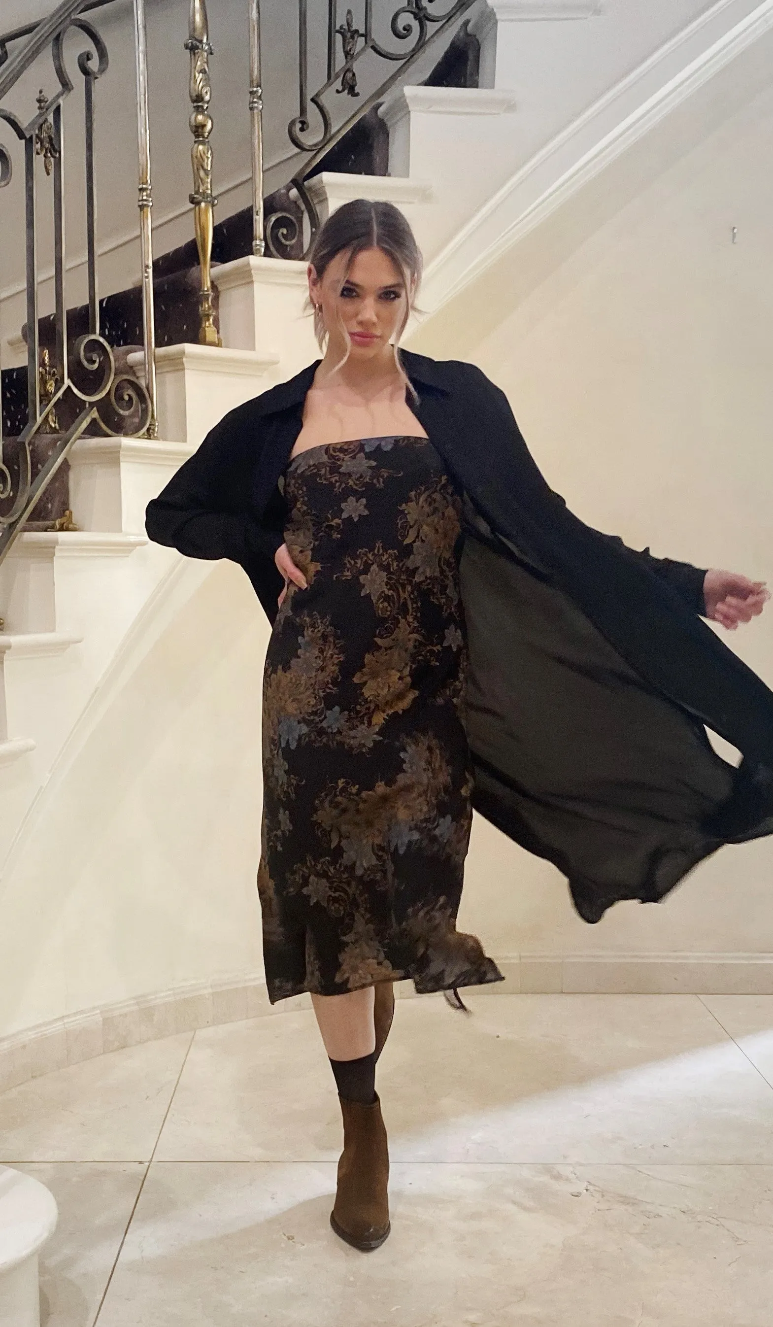 Printed Taylor Pillar Dress Black Victorian