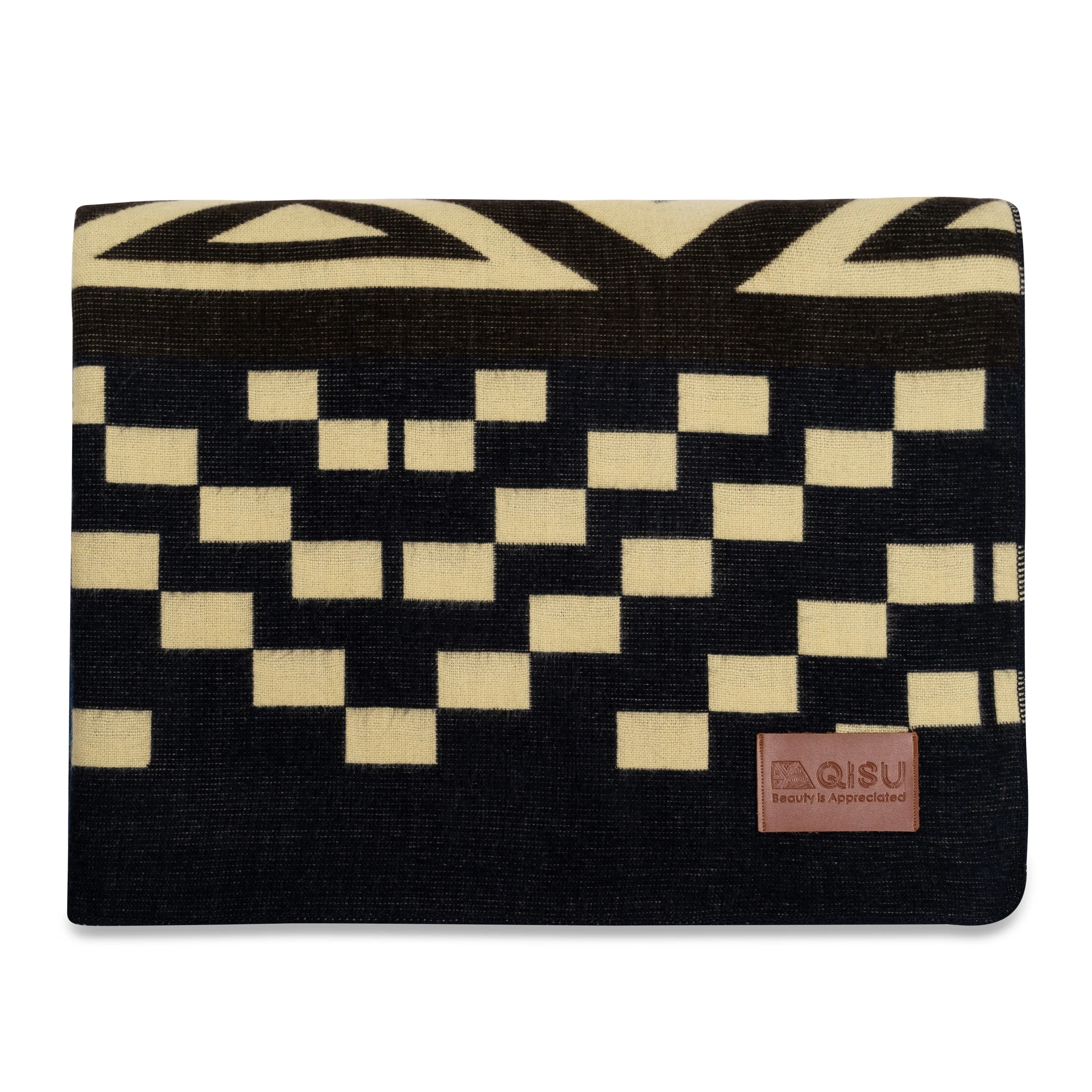 QISU Burgundy and Black Star Storm Wool Blanket – Bold and Festive Holiday Comfort
