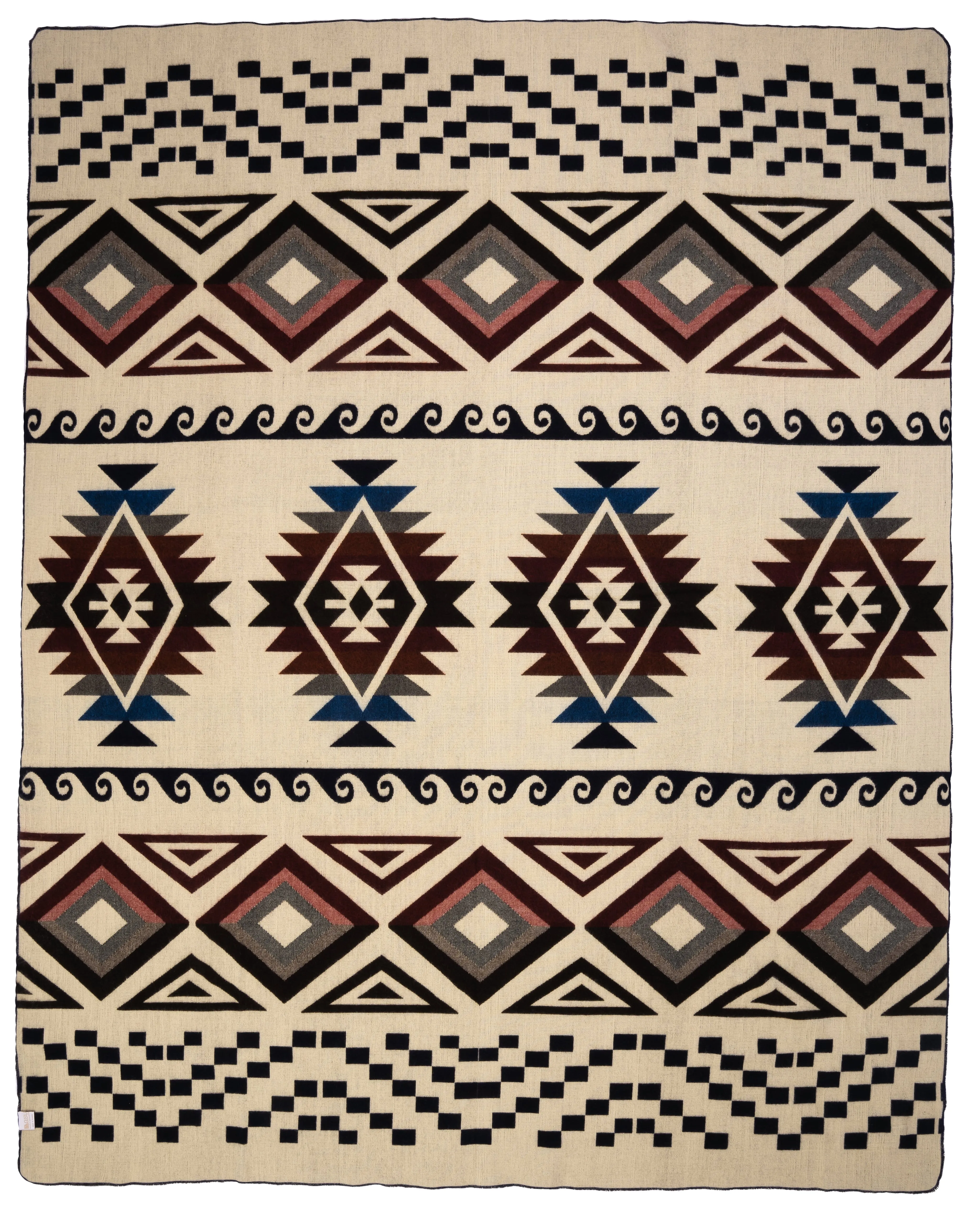 QISU Burgundy and Black Star Storm Wool Blanket – Bold and Festive Holiday Comfort