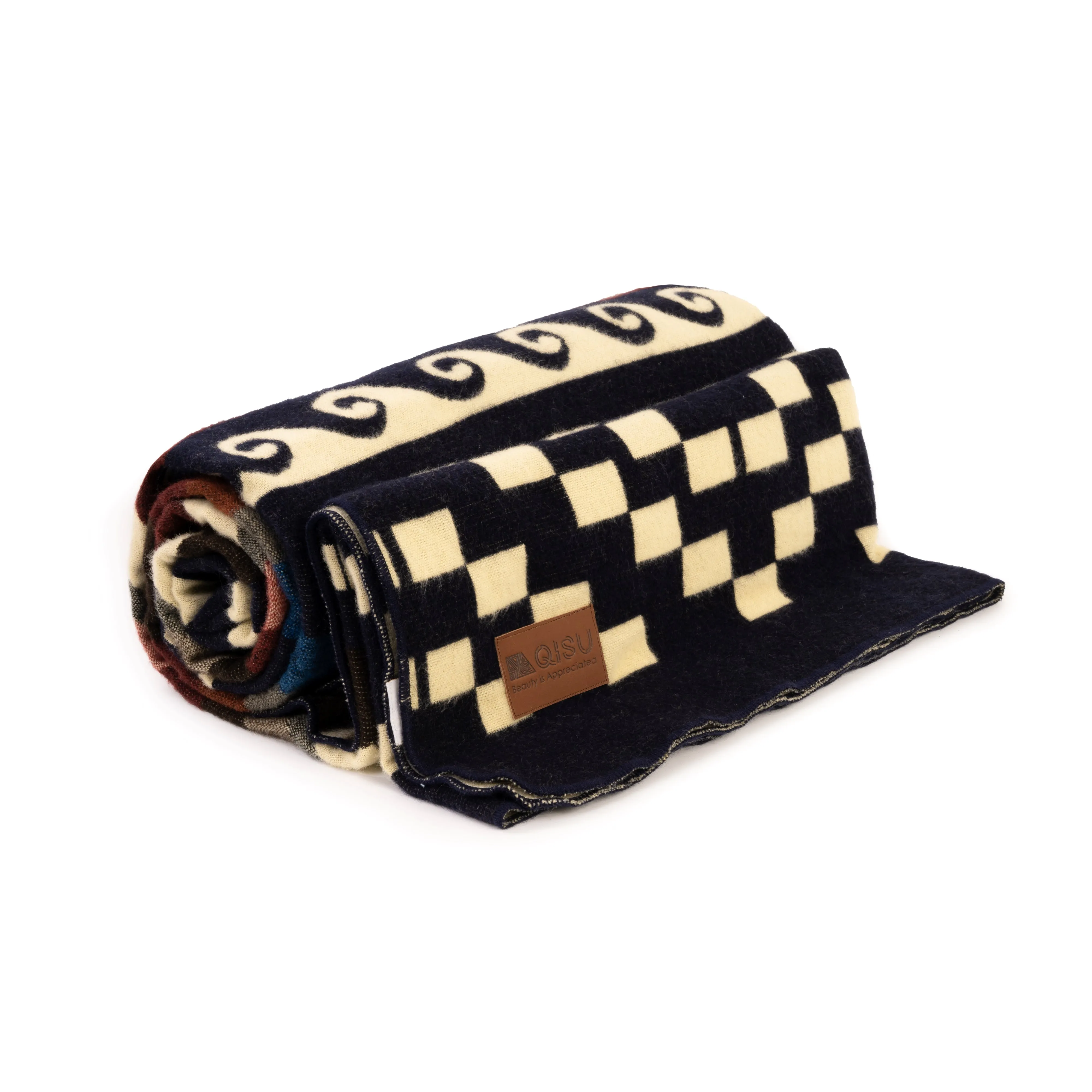 QISU Burgundy and Black Star Storm Wool Blanket – Bold and Festive Holiday Comfort