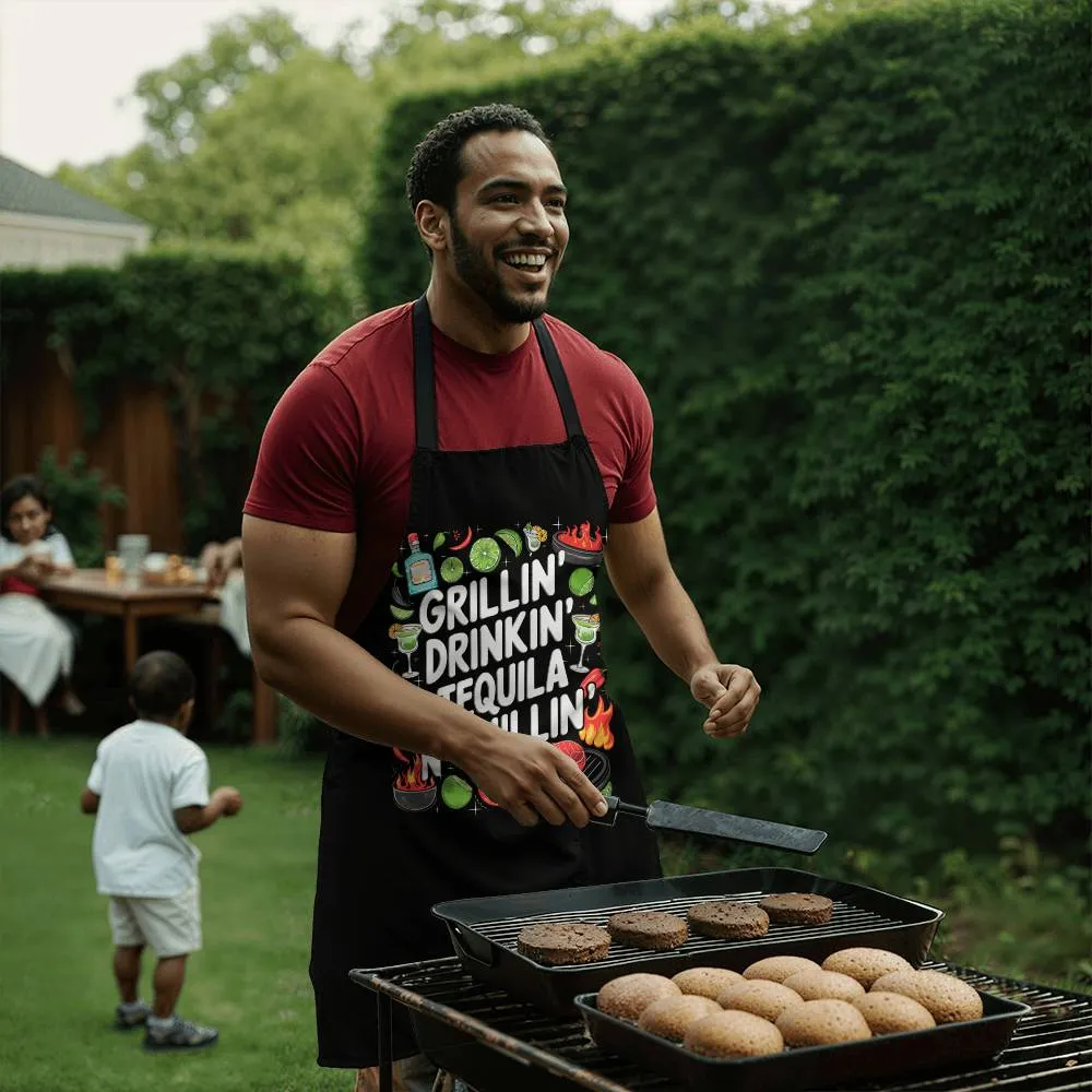 "Grillin Drinking Tequila N' Chillin" BBQ / Cooking Premium Party Apron
