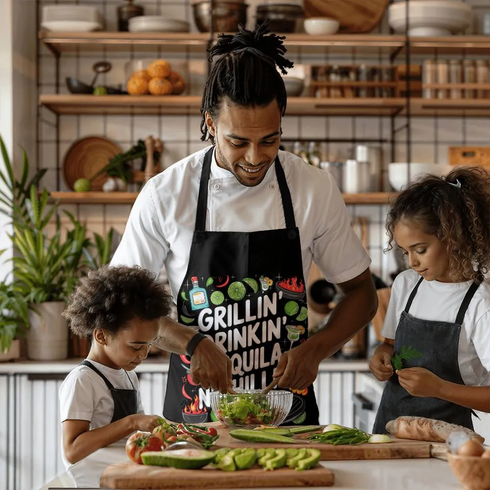 "Grillin Drinking Tequila N' Chillin" BBQ / Cooking Premium Party Apron