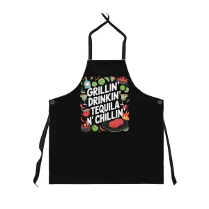 "Grillin Drinking Tequila N' Chillin" BBQ / Cooking Premium Party Apron