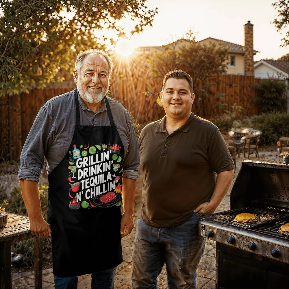 "Grillin Drinking Tequila N' Chillin" BBQ / Cooking Premium Party Apron