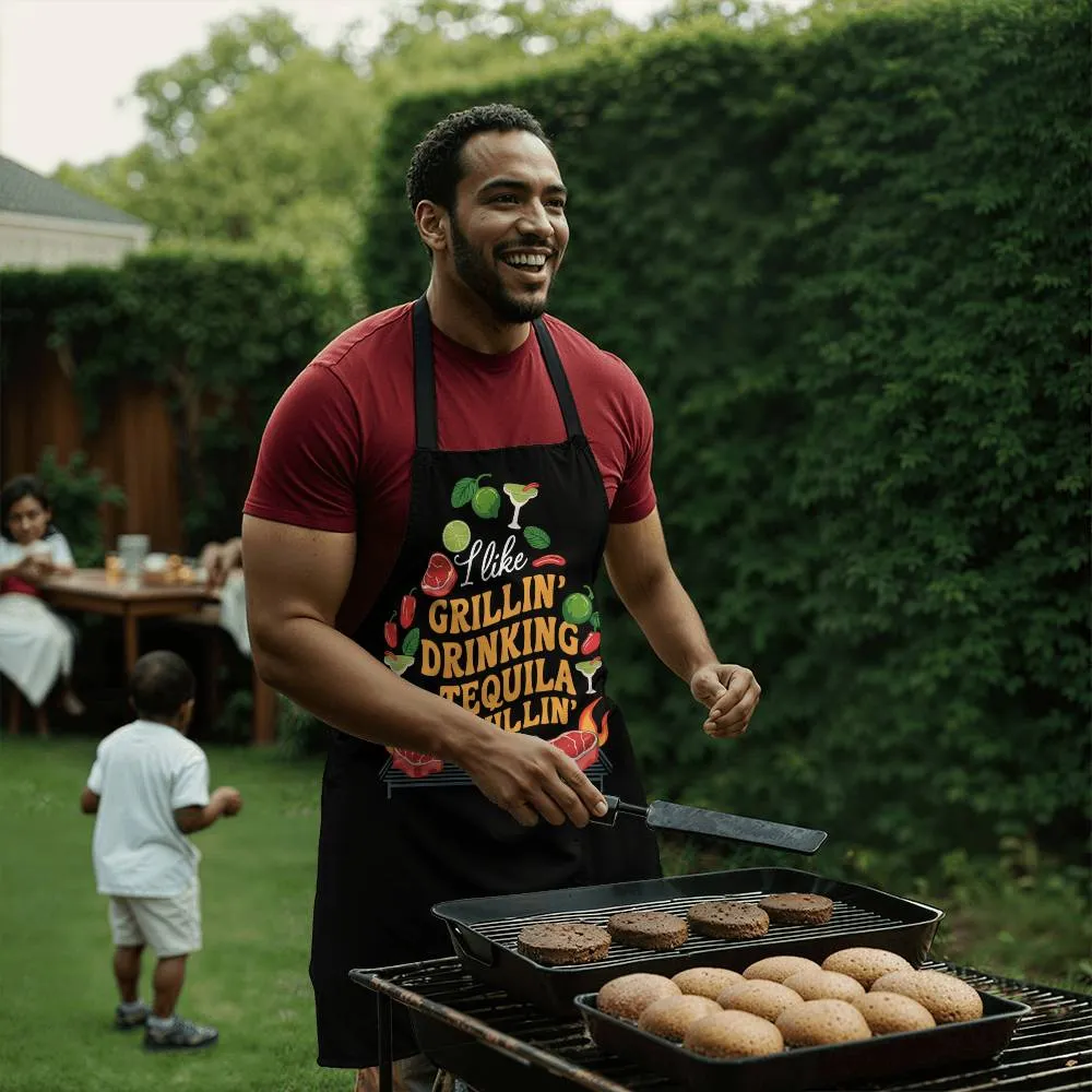 "I Like Grillin Drinking Tequila N' Chillin" BBQ Premium Apron