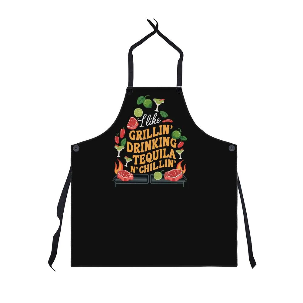 "I Like Grillin Drinking Tequila N' Chillin" BBQ Premium Apron