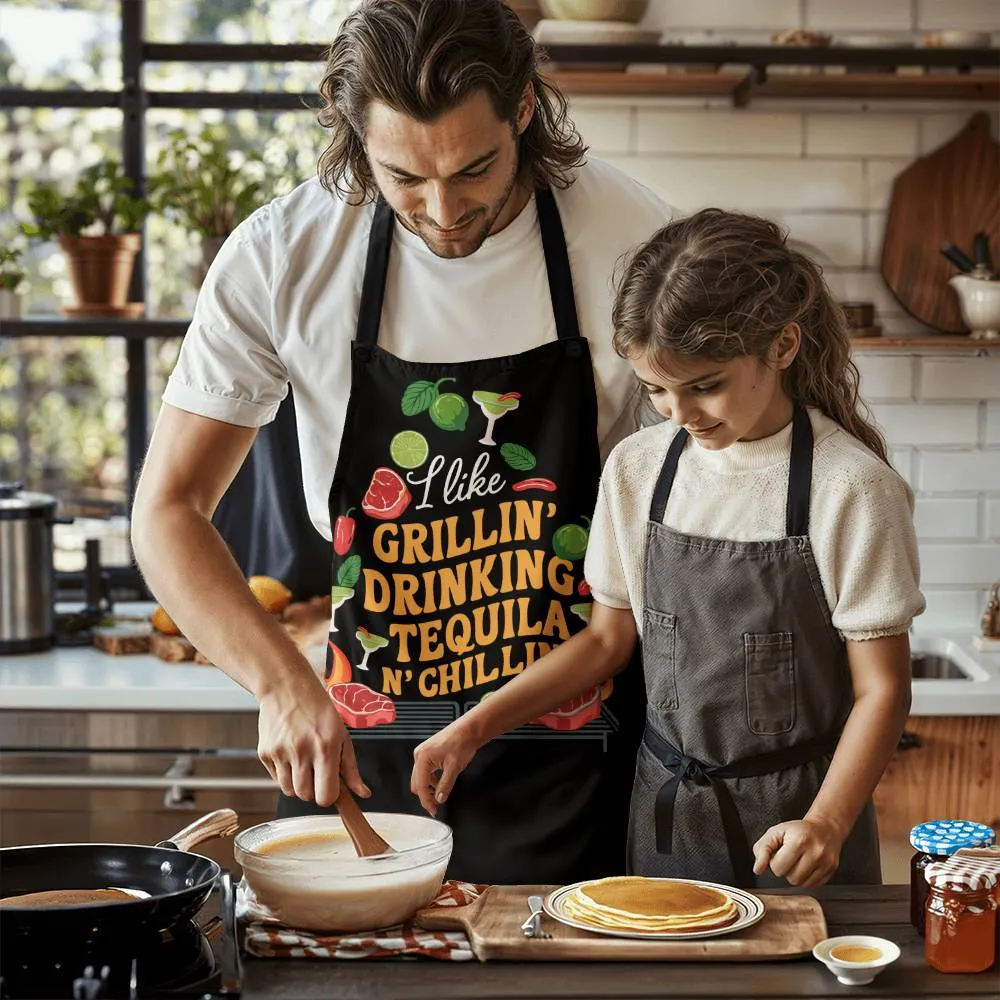 "I Like Grillin Drinking Tequila N' Chillin" BBQ Premium Apron