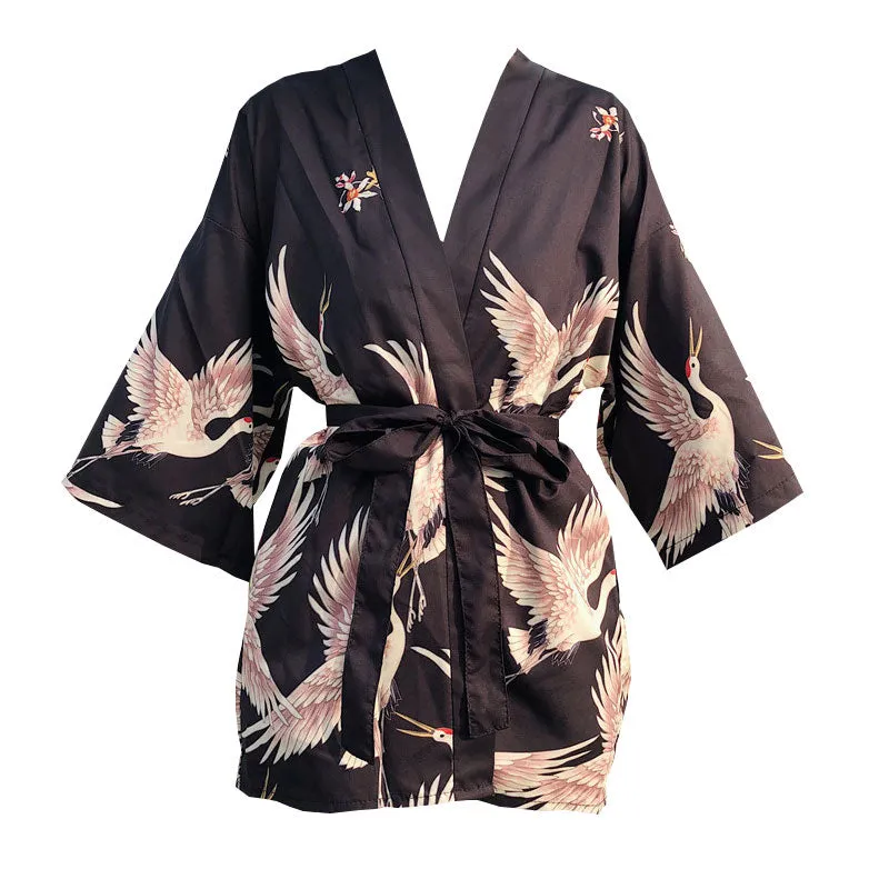 "JFASHON CRANE PRINTED" SUNSCREEN KIMONO D051407
