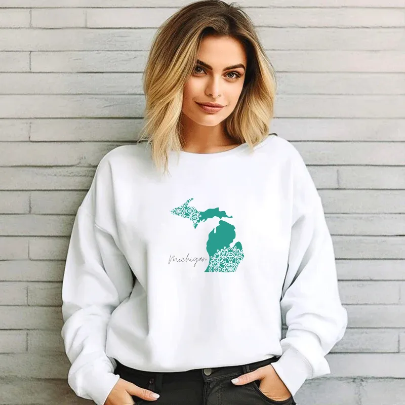 "Paisley Michigan" Relaxed Fit Classic Crew Unisex Sweatshirt