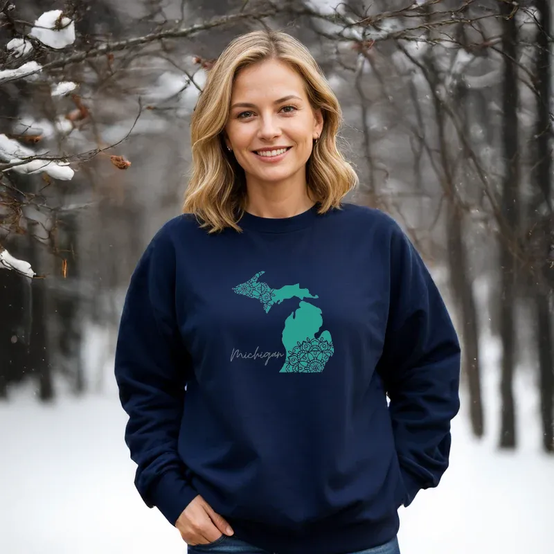 "Paisley Michigan" Relaxed Fit Classic Crew Unisex Sweatshirt