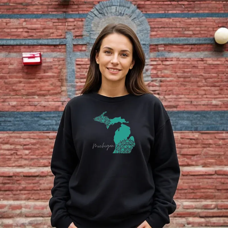 "Paisley Michigan" Relaxed Fit Classic Crew Unisex Sweatshirt