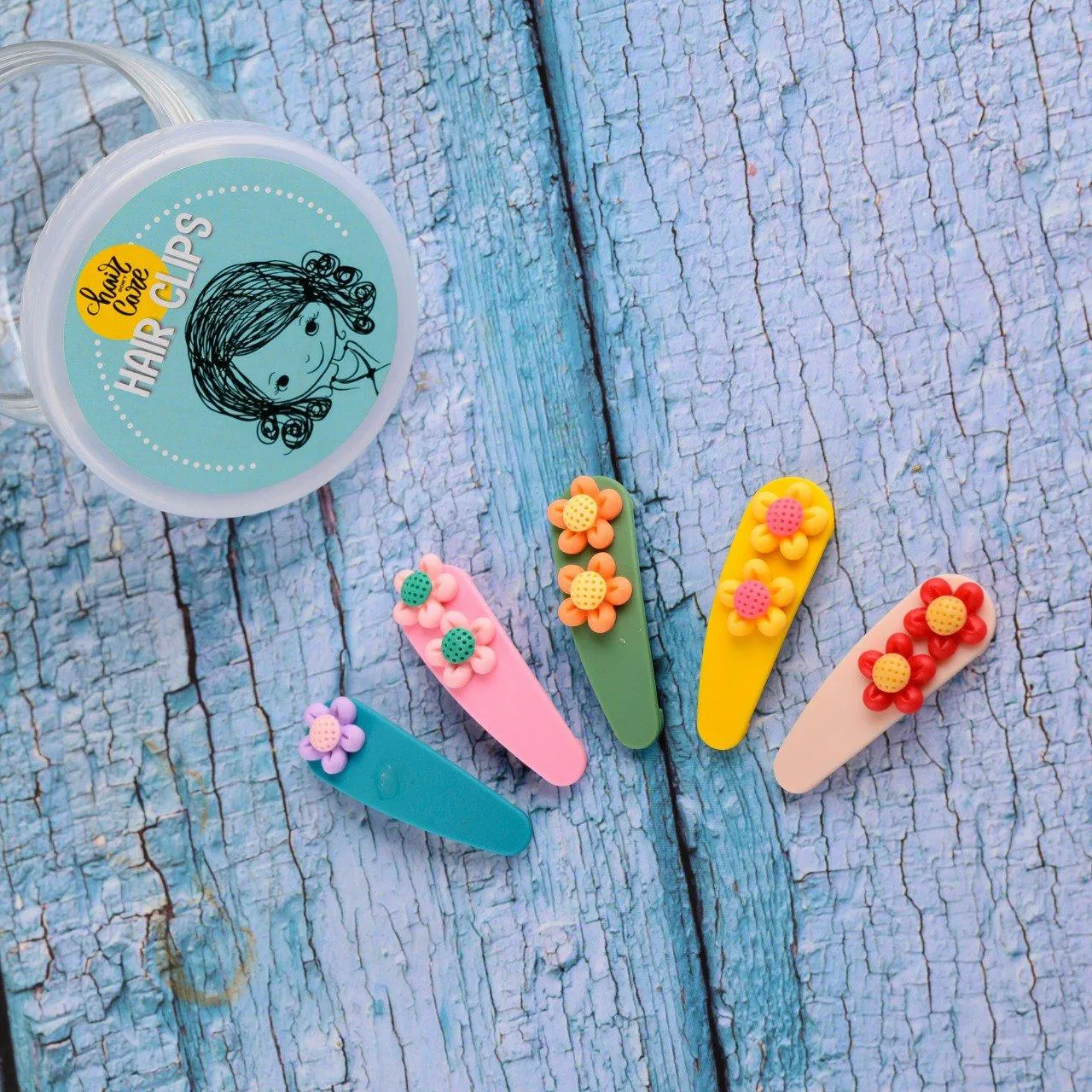 Rainbow Flower Clips (Set of 5)