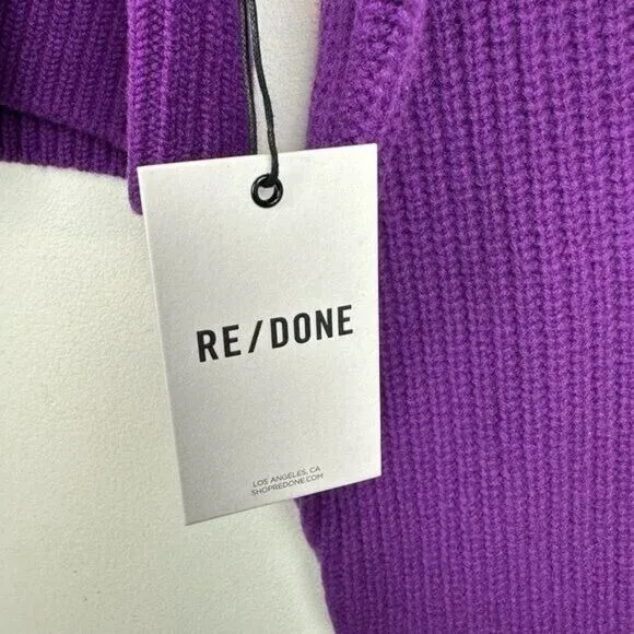 Re/Done size M Purple Wool Sweater Cropped Rib Knitted Boxy Layering Lounge New