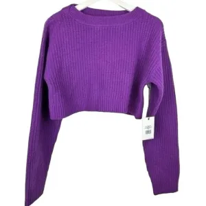 Re/Done size M Purple Wool Sweater Cropped Rib Knitted Boxy Layering Lounge New