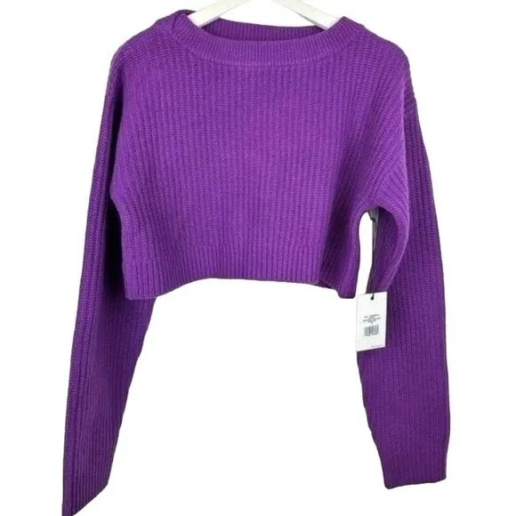 Re/Done size M Purple Wool Sweater Cropped Rib Knitted Boxy Layering Lounge New