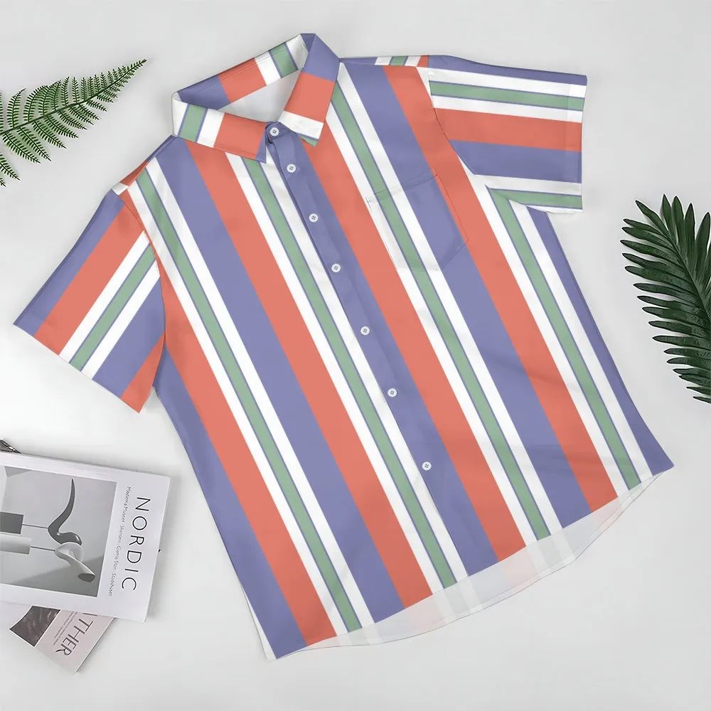 Retro Classic Striped Men's Casual Short Sleeve Shirt 2402000116