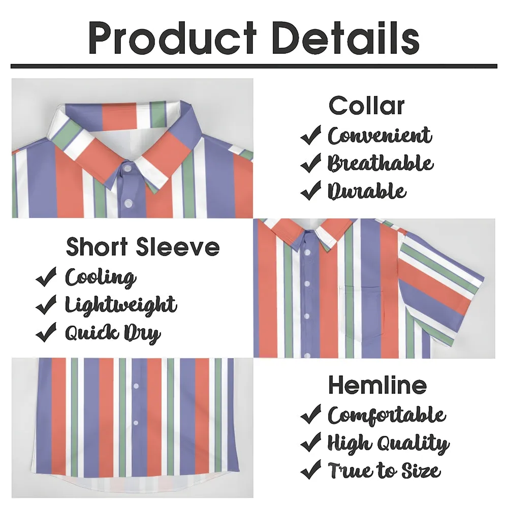 Retro Classic Striped Men's Casual Short Sleeve Shirt 2402000116
