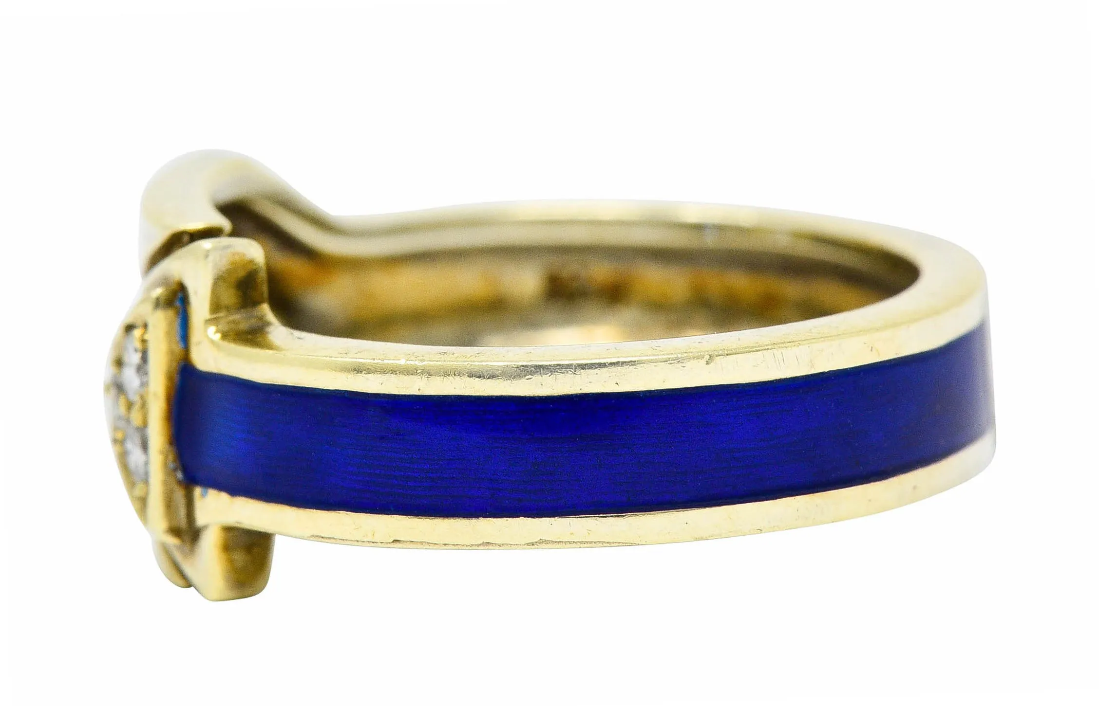 Retro Diamond Enamel 14 Karat Gold Arrow Band Ring