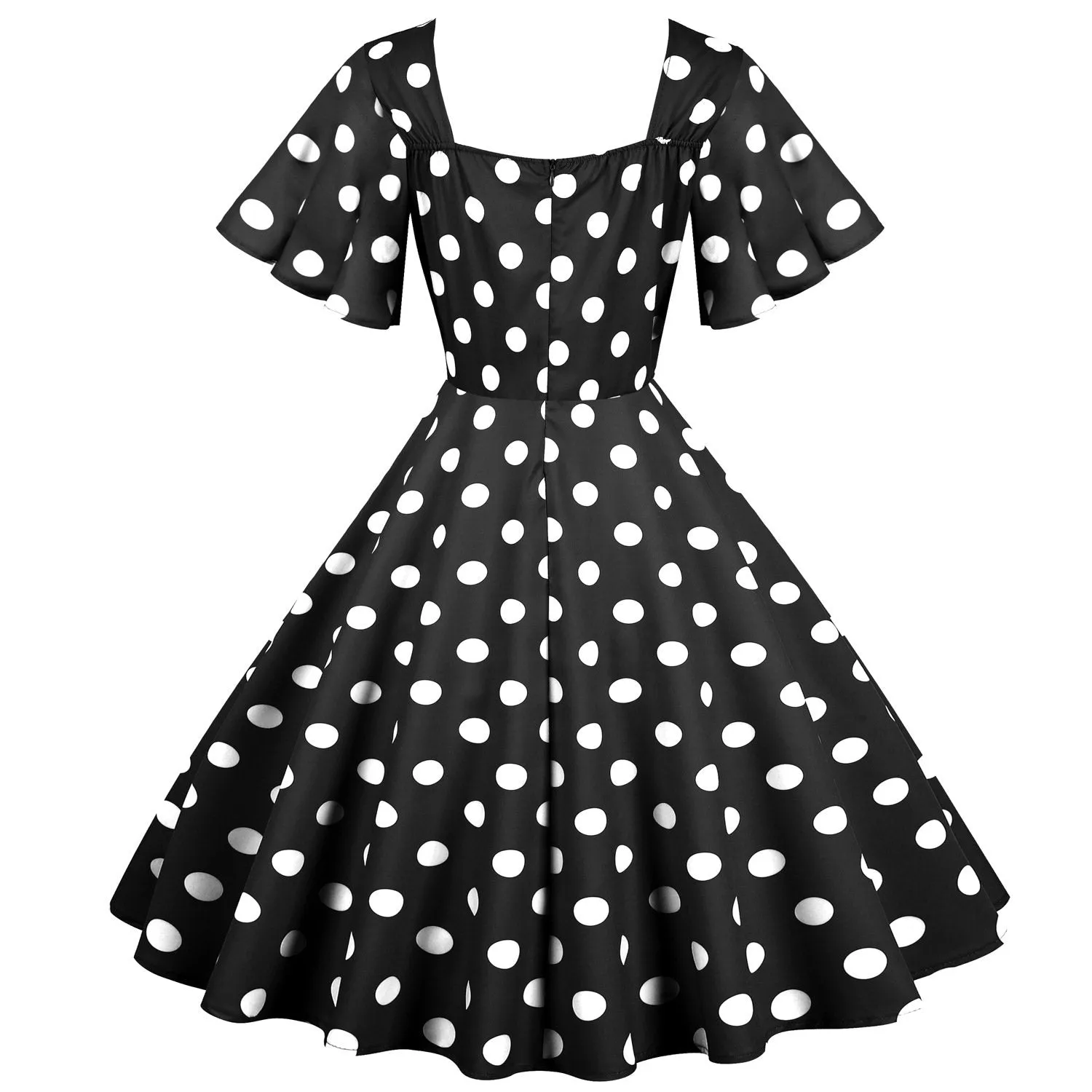 Retro Dot Print Short Sleeves Short Dresses