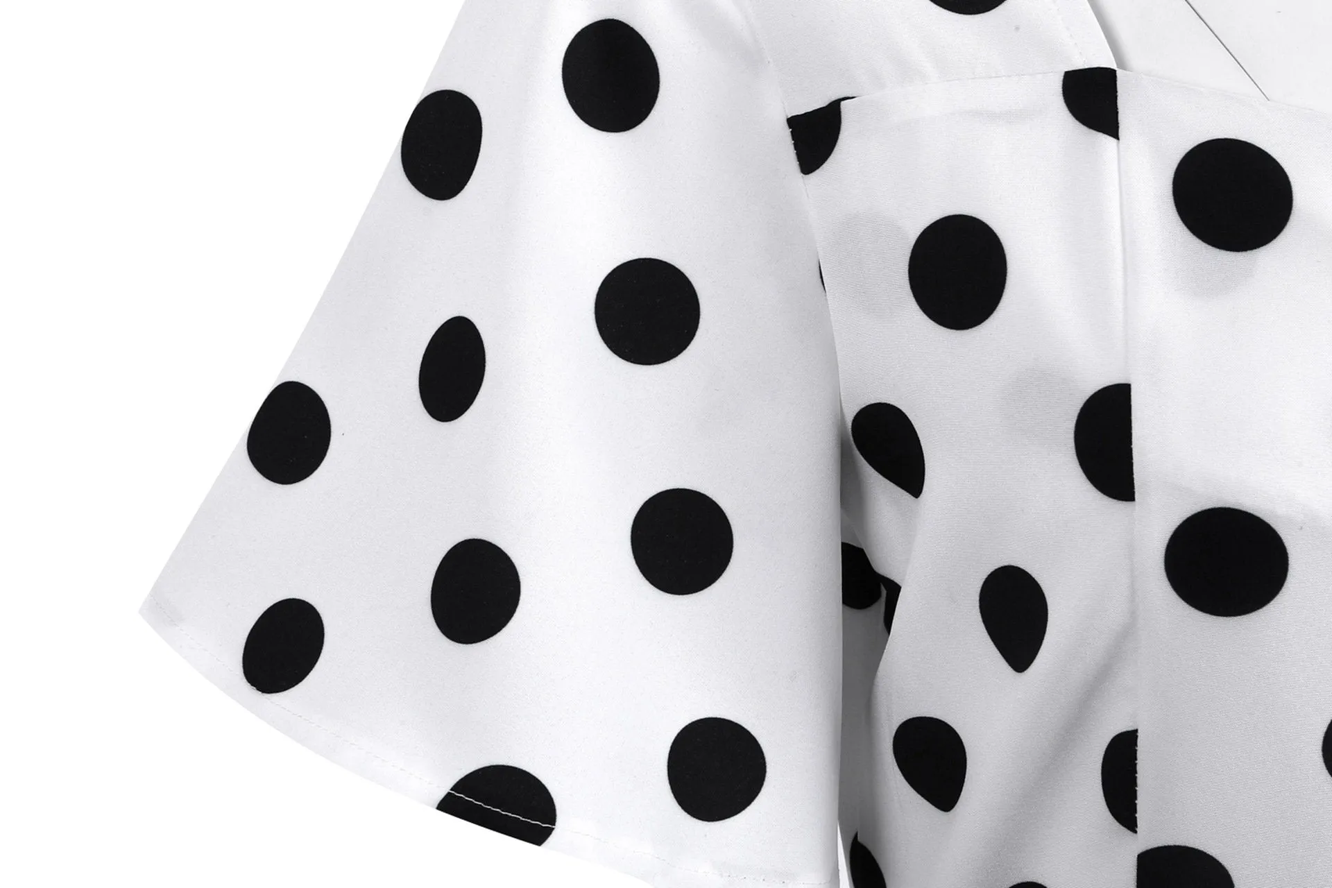 Retro Dot Print Short Sleeves Short Dresses