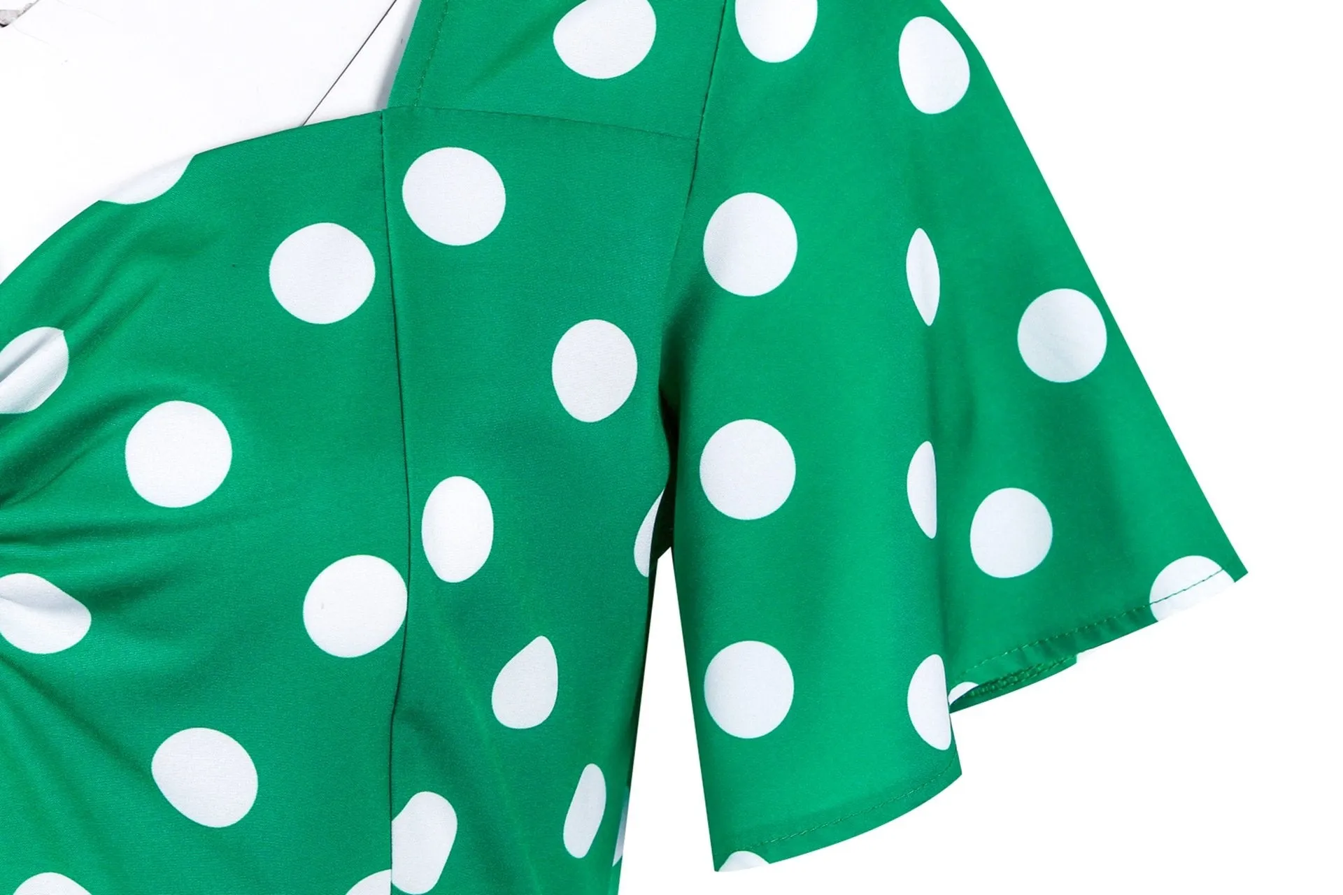 Retro Dot Print Short Sleeves Short Dresses
