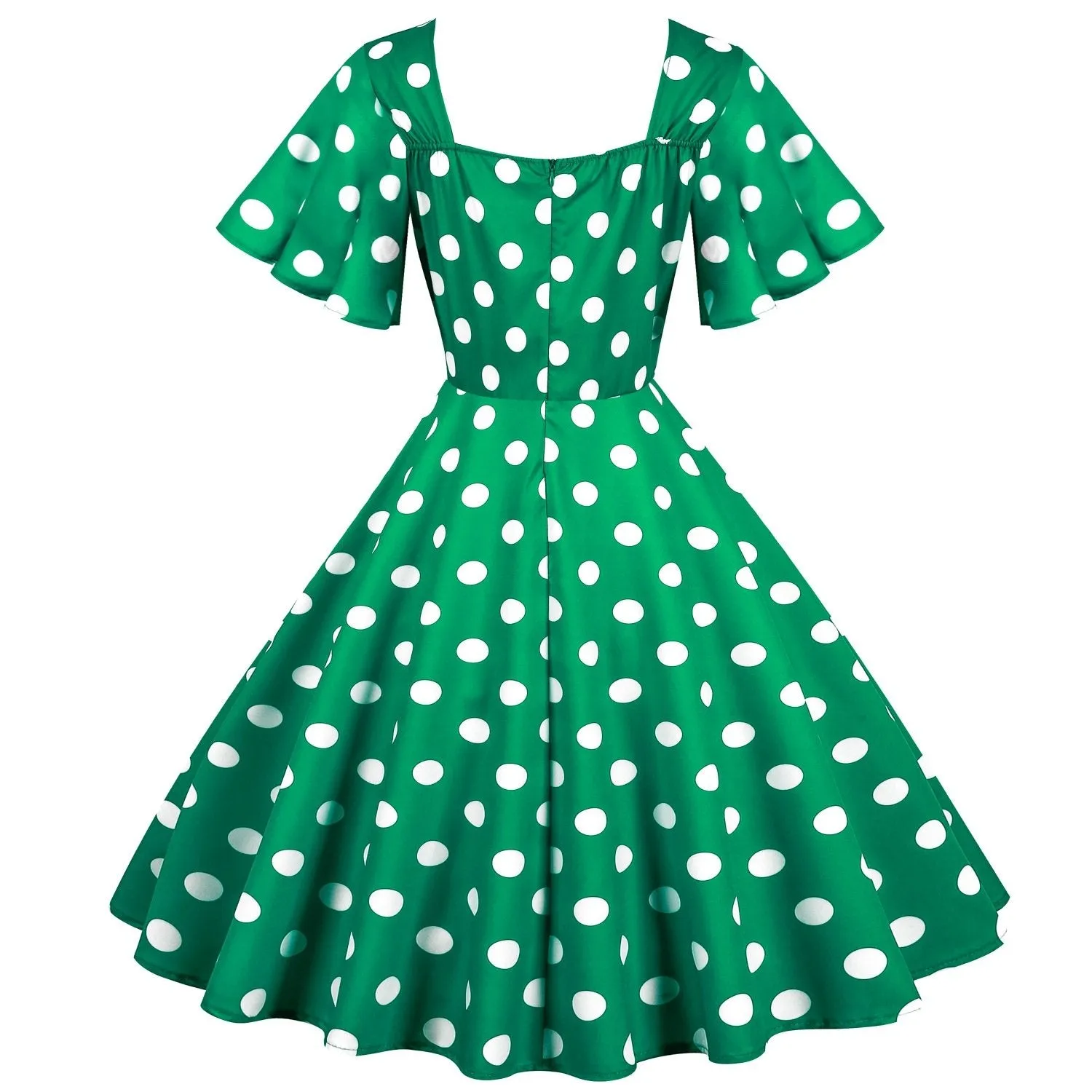 Retro Dot Print Short Sleeves Short Dresses
