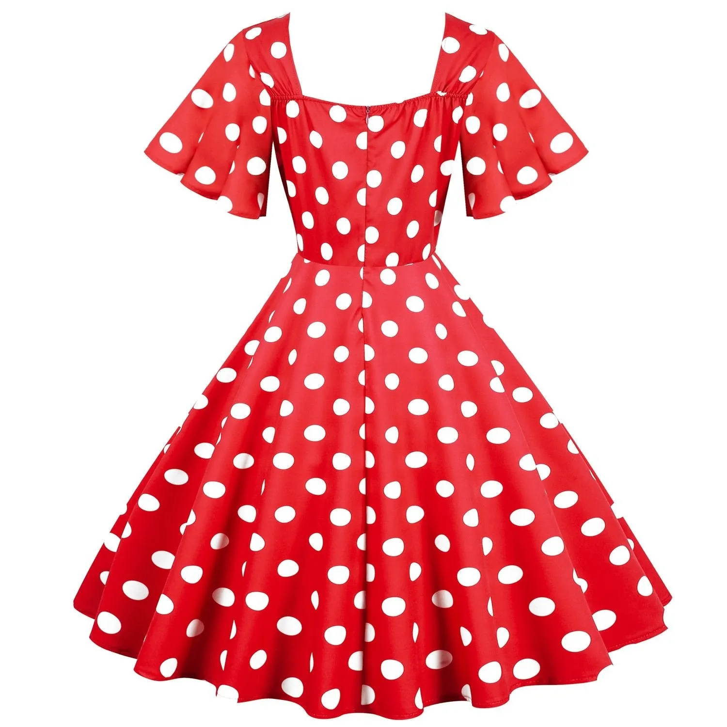 Retro Dot Print Short Sleeves Short Dresses
