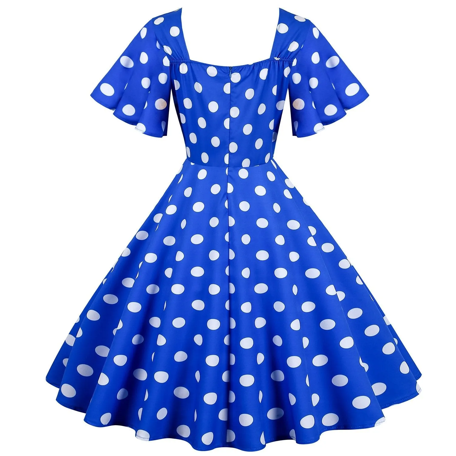 Retro Dot Print Short Sleeves Short Dresses