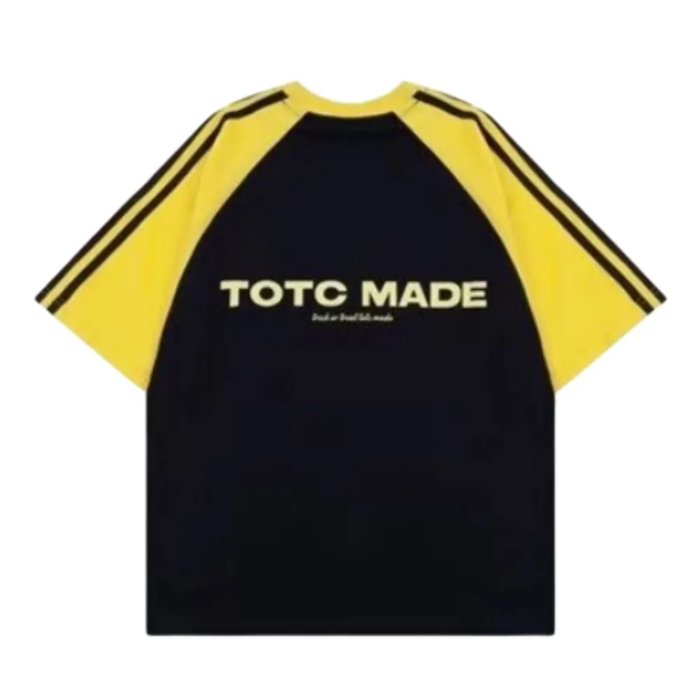 Retro EmbroideRed Colorblock Striped T-shirt