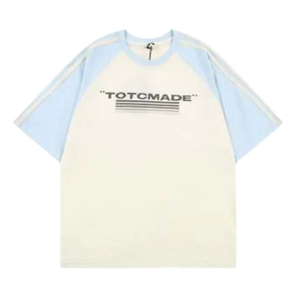 Retro EmbroideRed Colorblock Striped T-shirt