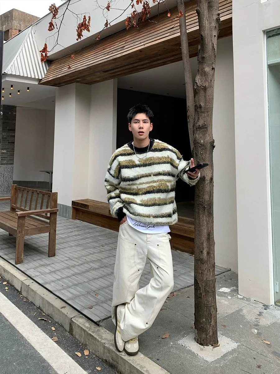 Retro Loose Knit Striped Sweater