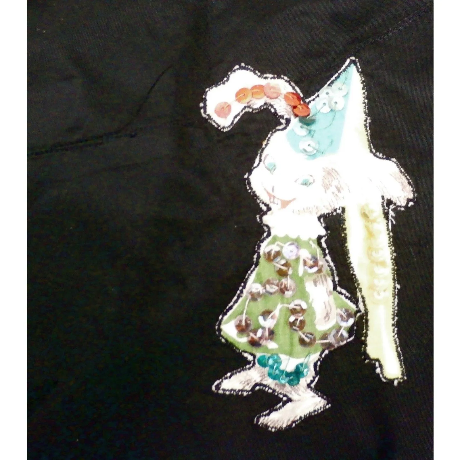 Retro VTG 50s Kitchen Apron Black Taffeta Kittens Cat Appliques Sequins Sue-Set