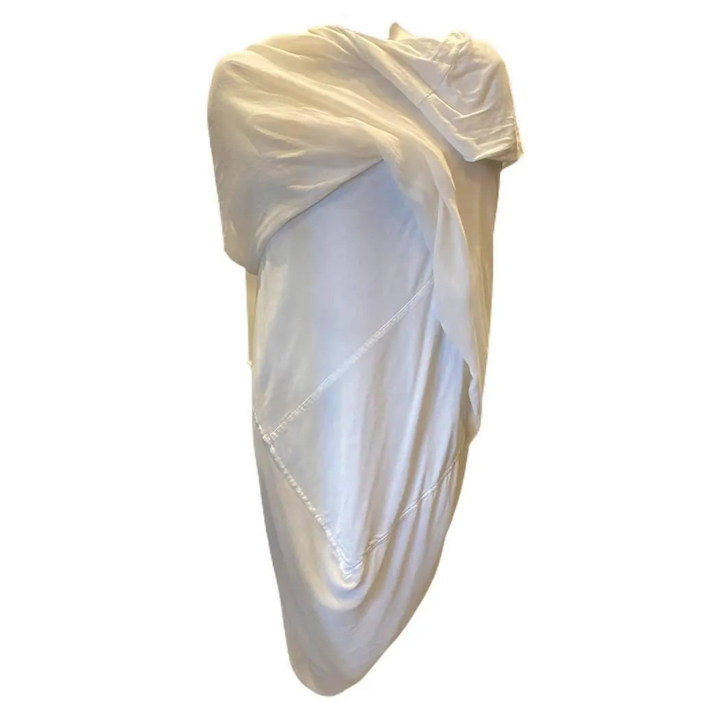 RICK OWENS Cream Asymmetrical Silk and Cotton Dress | Size S