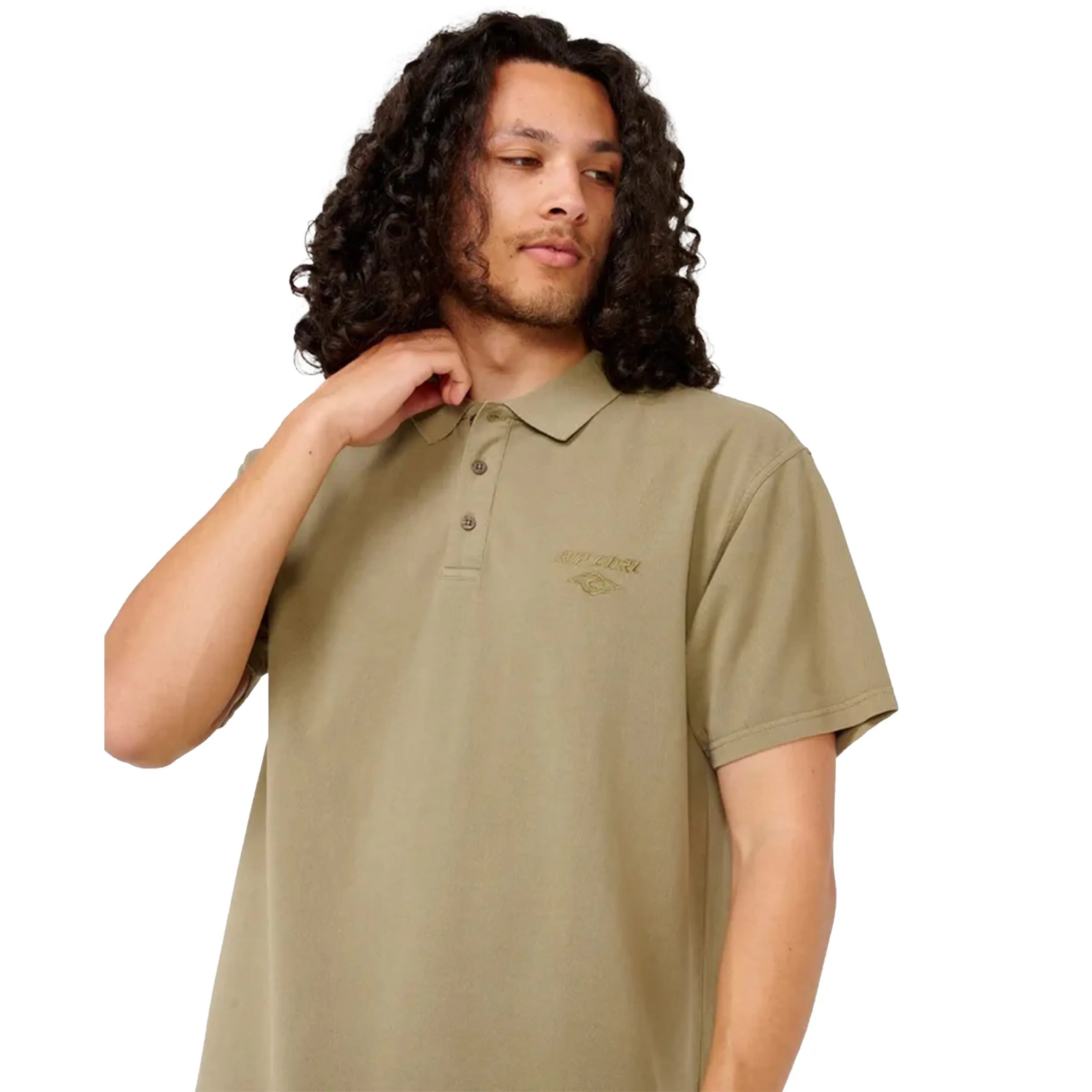 RIP CURL MENS FADE OUT POLO SHIRT WASHED MOSS