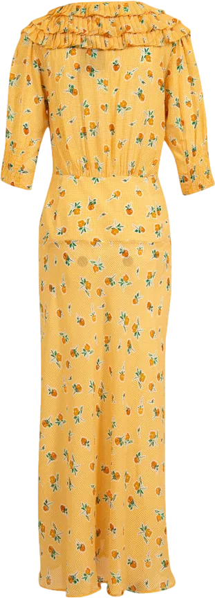 Rixo Yellow Belle Floral Silk-blend Maxi Dress UK M