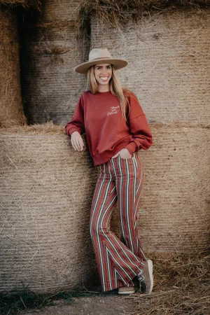 'Road Runner' Wrangler Lainey Wilson Red Striped Flare Jeans (25-34)